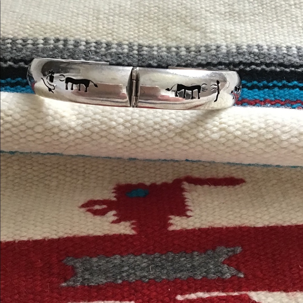 Vintage Sterling Silver 925 Bangle with Symbols - Picture 6 of 8